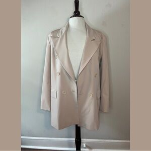 Women's Beige Double-Breasted Blazer